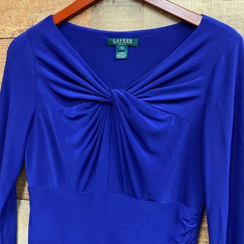 Ralph Lauren Dress Sapphire Blue Long Sleeve Dress size 4 - Picture 2 of 4